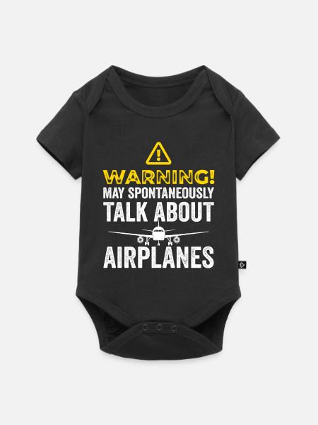 Funny Airplane Tees Men Women Plane Aviation Pilot - Baby Premium short-sleeve bodysuit - black