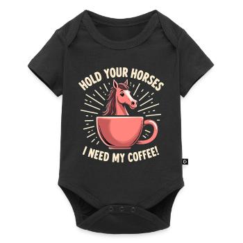 Horses hold - coffee necessary - Baby Premium short-sleeve bodysuit - black - Front