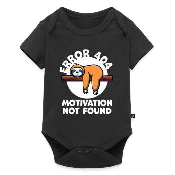 Faultier - Error 404 motivation not found - Baby Premium Kurzarmbody - Schwarz - Vorne