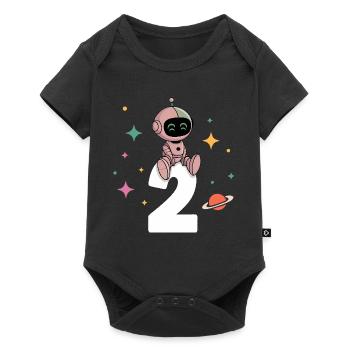 Ich bin 2 Jahre zweiter Geburtstag Astronaut - Baby Premium Kurzarmbody - Schwarz - Vorne