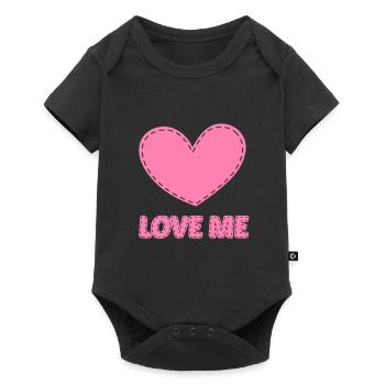 Pinkes Herz mit dem Schriftzug "LOVE ME" - Baby Premium Kurzarmbody - Schwarz - Vorne