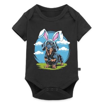 Funny dachshund with rabbit ears - Baby Premium short-sleeve bodysuit - black - Front