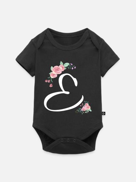 Brief und Blumen - Baby Premium Kurzarmbody - Schwarz