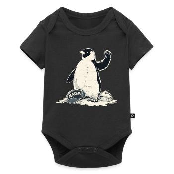 Resist Penguin Grunge Protest - Baby Premium Kurzarmbody - Schwarz - Vorne