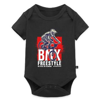 BMX vélo motard cascade freestyle vintage - Body à manches courtes Premium Bébé - noir - Devant