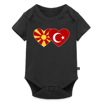 Macedonia Turkey Flag Heart - Baby Premium short-sleeve bodysuit - black - Front