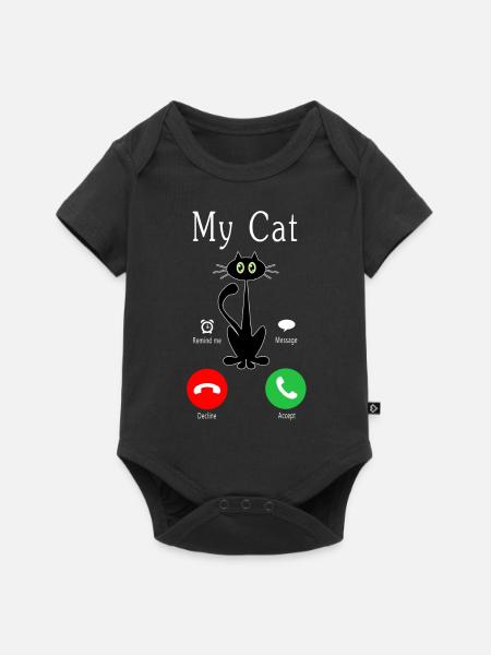 Cat is Calling - Baby Premium Kurzarmbody - Schwarz
