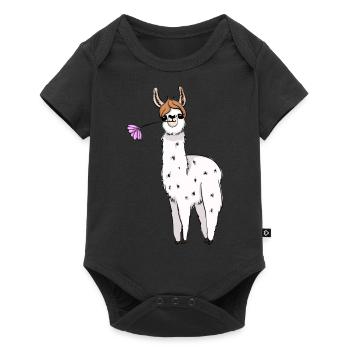 Lamadame Blume - Baby Premium Kurzarmbody - Schwarz - Vorne