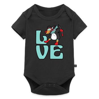 Pingouin skieur ski sport d'hiver neige - Body à manches courtes Premium Bébé - noir - Devant