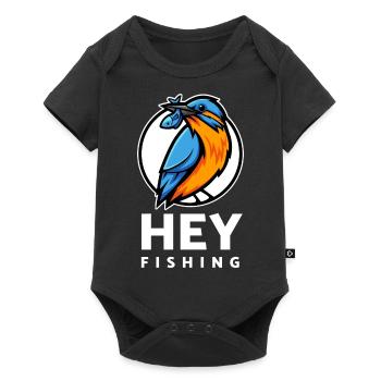 HEYFISHING logo in color with white letters - Baby Premium short-sleeve bodysuit - black - Front
