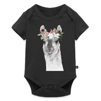 Llama - Baby Premium Kurzarmbody - Schwarz - Vorne