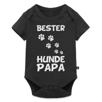 Bester Hundepapa Vater Hundepfoten Herrchen Dog - Baby Premium Kurzarmbody - Schwarz - Vorne