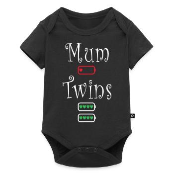 Mum Twins Battery Hearts Low Energy Level - Baby Premium short-sleeve bodysuit - black - Front