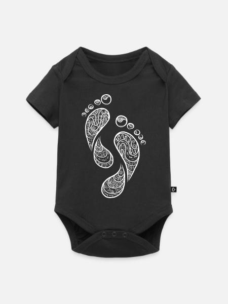 Mandala/YingYang footprint - Baby Premium short-sleeve bodysuit - black