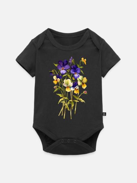Blumen - Baby Premium Kurzarmbody - Schwarz