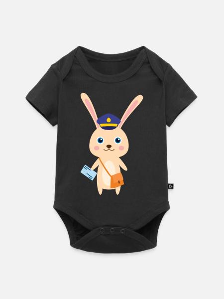 Hase der Postbeamte - Baby Premium Kurzarmbody - Schwarz