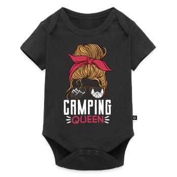 Tent Camper Outdoor Mom Girl - Baby Premium short-sleeve bodysuit - black - Front