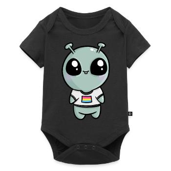 Cute Alien UFO Pansexual Pan Flag Flag LGBTQ - Baby Premium short-sleeve bodysuit - black - Front