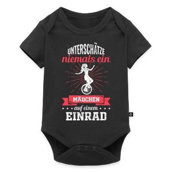 Einrad Mädchen Spruch - Baby Premium Kurzarmbody - Schwarz - Vorne