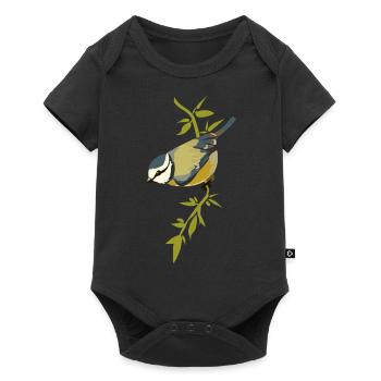 Blaumeise Vogel Biologie Süß Ornithologe - Baby Premium Kurzarmbody - Schwarz - Vorne