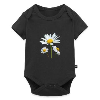 Daisies white flowers Marguerite - Baby Premium short-sleeve bodysuit - black - Front