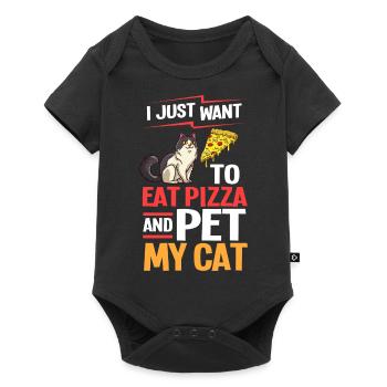 Pizza Katze Essen Pizzeria Italienisch Kätzchen - Baby Premium Kurzarmbody - Schwarz - Vorne