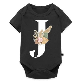 letter J flowers - Baby Premium short-sleeve bodysuit - black - Front
