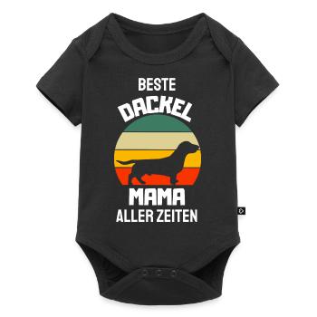 Retro Dackel Mama - Baby Premium Kurzarmbody - Schwarz - Vorne