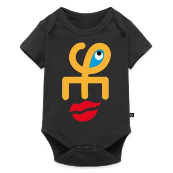 Gesicht lächeln - Baby Premium Kurzarmbody - Schwarz - Vorne
