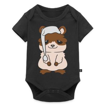 Good night sleepy hat hamster - Baby Premium short-sleeve bodysuit - black - Front