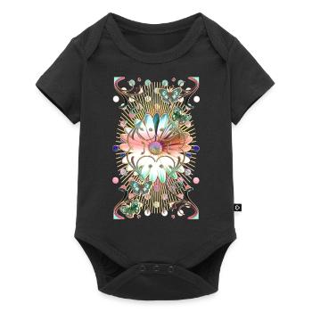 Schmetterlinge Blume Ornamente - Baby Premium Kurzarmbody - Schwarz - Vorne