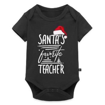 Santa Claus's Favorite Teacher Winter Holy Night - Baby Premium short-sleeve bodysuit - black - Front