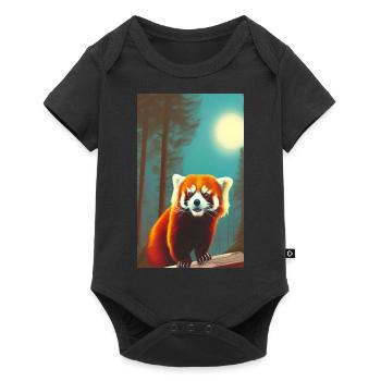 Roter Panda Roter Panda, Katzenbär Ailurus fulgens - Baby Premium Kurzarmbody - Schwarz - Vorne