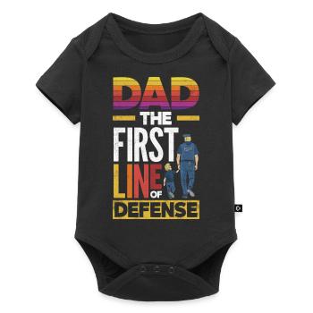 Dad First Line Of Defense Father's Day Design for - Baby Premium Kurzarmbody - Schwarz - Vorne