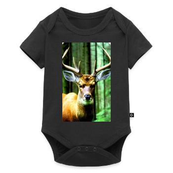 Cool Comic Portrait of a wild fallow deer majestic - Baby Premium short-sleeve bodysuit - black - Front