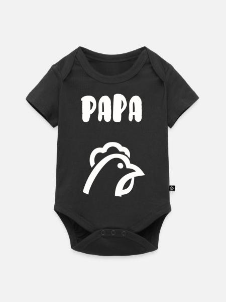 Papa Henne - Baby Premium Kurzarmbody - Schwarz