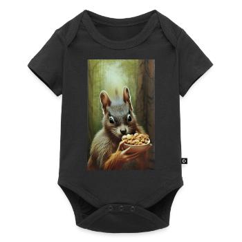 Cool Comic Portrait of a wild red squirrel nuts - Baby Premium short-sleeve bodysuit - black - Front