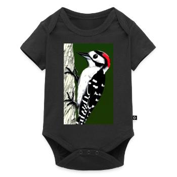 Pileated woodpecker red headed cool comic drawing - Baby Premium short-sleeve bodysuit - black - Front