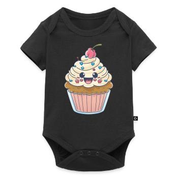Kawaii Cute Happy Cupcake - Baby Premium short-sleeve bodysuit - black - Front