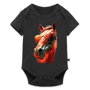 cadeau équitation chevaux lunette soleil humour - Body à manches courtes Premium Bébé - noir - Devant