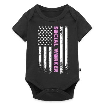 Travailleur social Drapeau américain - Body à manches courtes Premium Bébé - noir - Devant