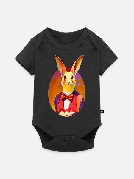Häschen mit Schleife - Baby Premium Kurzarmbody - Schwarz