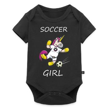 Soccer Unicorn Girl Saying - Baby Premium short-sleeve bodysuit - black - Front
