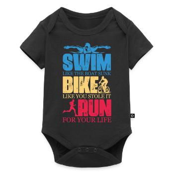 Swim like the Boat sunk Bike like you stole it Run - Baby Premium Kurzarmbody - Schwarz - Vorne