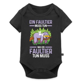 Faultier - Baby Premium Kurzarmbody - Schwarz - Vorne