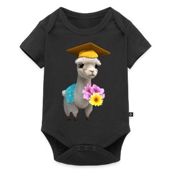 Bachelor Graduate School Leaving Certificate Alpaca Study - Baby Premium short-sleeve bodysuit - black - Front