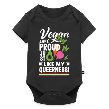 Vegan and Proud Just Like My Queerness Vegan - Baby Premium short-sleeve bodysuit - black - Front