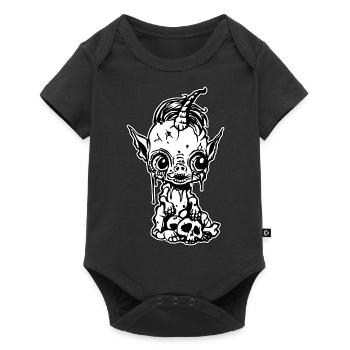 Niedliches Baby-Zombie-Einhorn - Baby Premium Kurzarmbody - Schwarz - Vorne