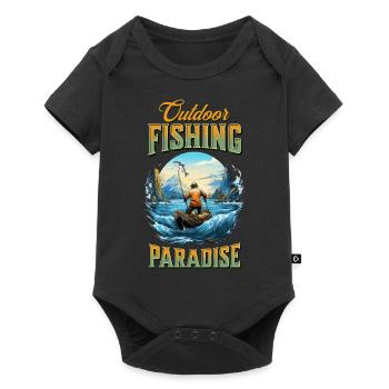 Angeln Angler Angel Fisch Karpfen Outdoor Fishing - Baby Premium Kurzarmbody - Schwarz - Vorne