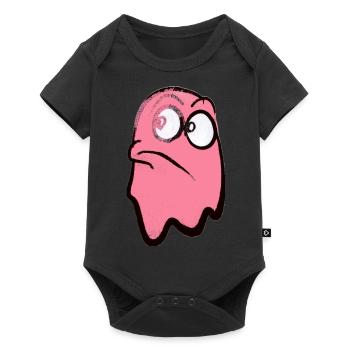 Funny fierce-looking ghost in pink - Baby Premium short-sleeve bodysuit - black - Front